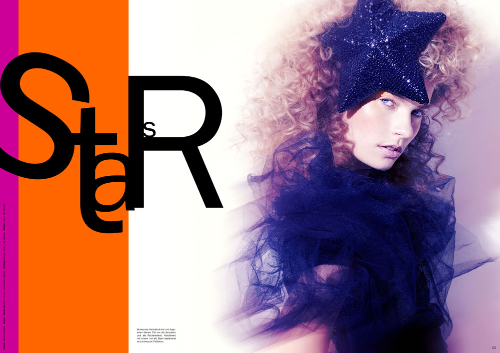 1/7 Editorial for fashion magazine. Hair and make up by Mart Reker from Nina Klein Agency and fashion styling by Susanne Marx