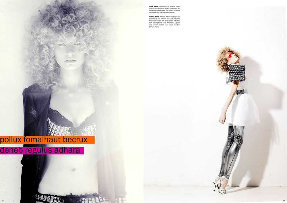 6/7 Editorial for fashion magazine. Hair and make up by Mart Reker from Nina Klein Agency and fashion styling by Susanne Marx